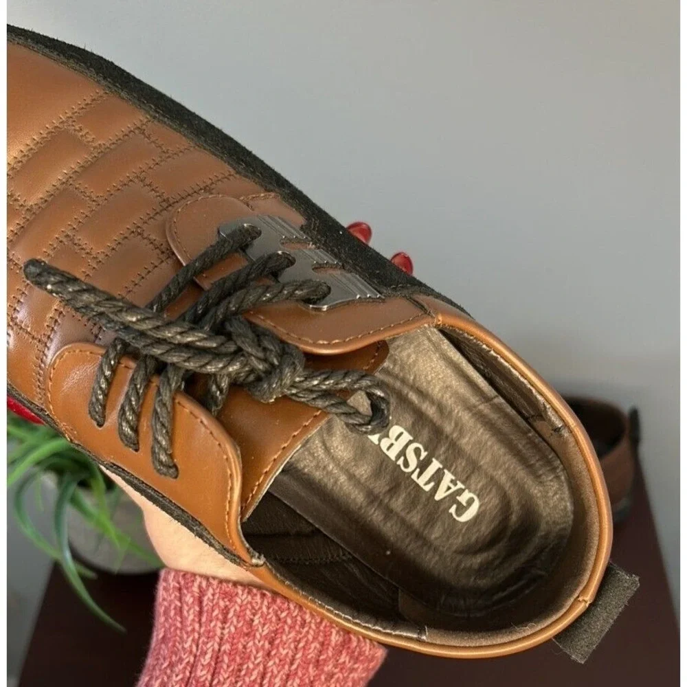Gatsby Mens Brown Black Quilted Two Tone Dress Sneakers Oxfords EU 43 US 10‎